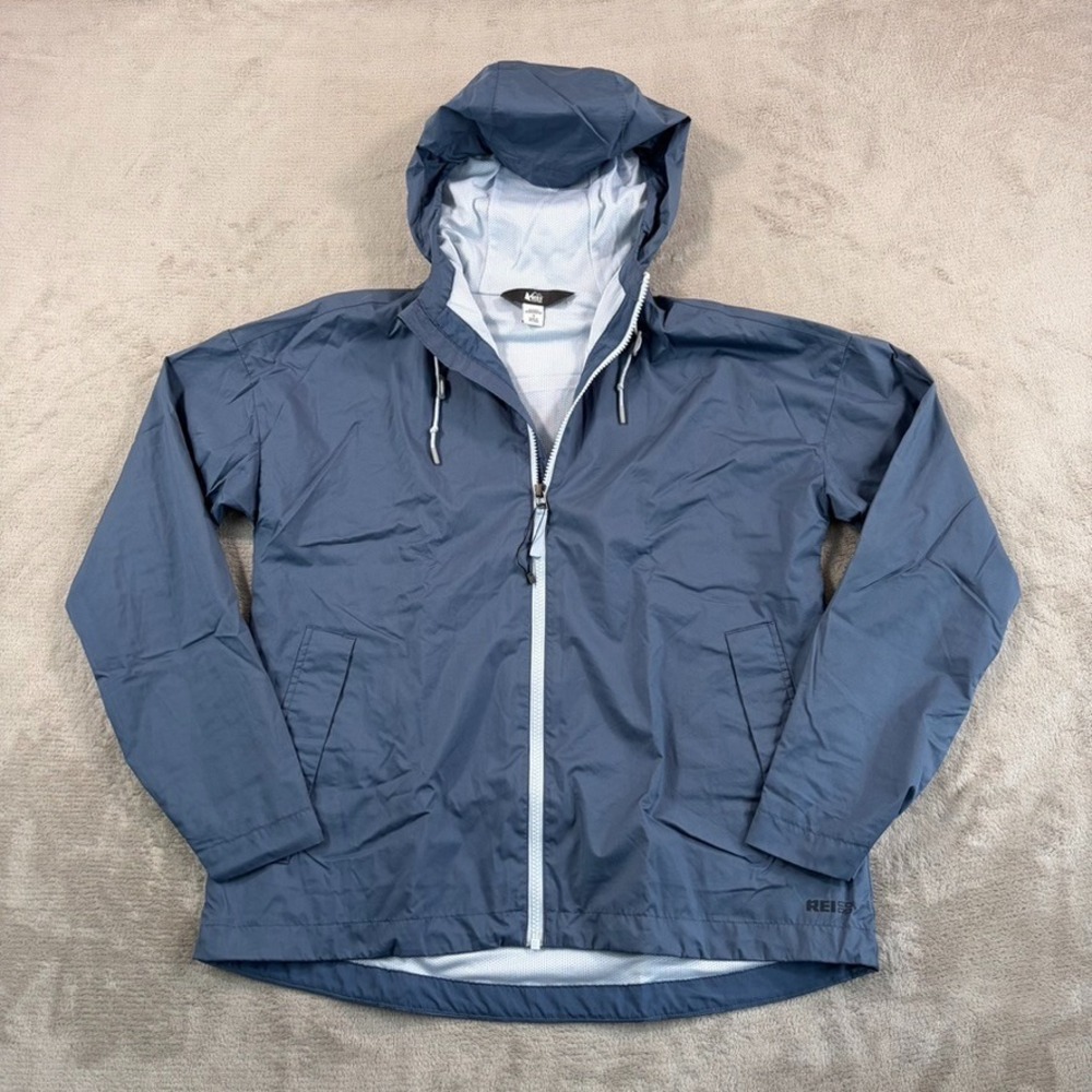 REI Co-op Windbreaker Rain Jacket in‎ Grey Men Small Mesh Lined Full Zip Pockets
